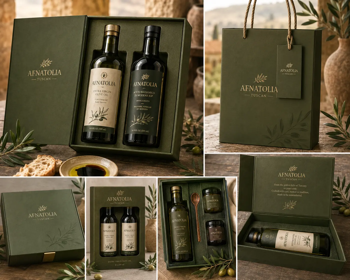 Collage of Afnatolia gift boxes, bags and presentation sets